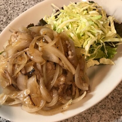 しゃぶしゃぶ肉を使った生姜焼きは初めてでしたが、良く味がからんでとても美味しかったです^ ^